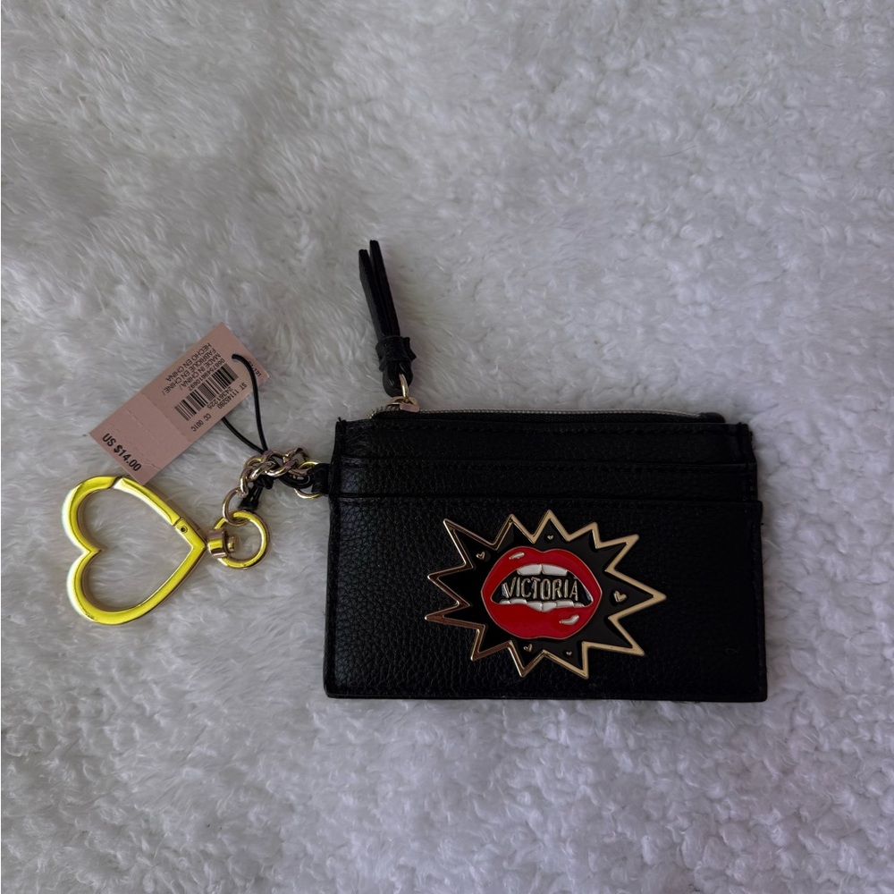 Victorias Secret Wallet Card Holder with Heart Keyring - Black & Red